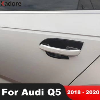 Automobilio Šoninių Durų Rankena Dubenėlį, Padengti Apdaila Audi Q5 2018 2019 2020 M. Anglies Pluošto Rankenos Taurės Rėmo Apima Išoriniai Priedai