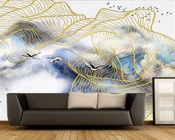 beibehang Pasirinktinis dydis Kūrybos abstrakčiai aliejaus tapybai kraštovaizdžio aukso trijų matmenų linijų fone de papel parede tapetai