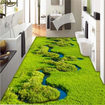 beibehang Užsakymą foto tapetai, grindys, dažymas žolės creek šlapžemių augalų 3D PVC lipnios grindų dažymas papel de parede