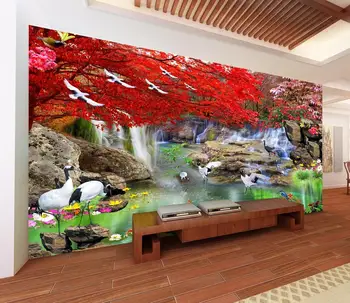 beibehang užsakymą papel de sumalti 3d tapetai, freskos nuotrauka miegamasis dekoro Klevo medžio stream vandens dekoracijos tapetai kambarį