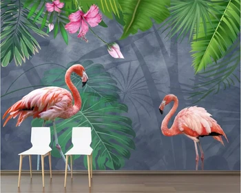 Beibehang Užsakymą tapetai, freskos Šiaurės Pietryčių Azijos atogrąžų flamingo apdailos fone tapety 3d tapetai