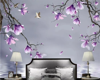 beibehang Užsakymą tapetai HD ranka-dažytos magnolija paukščių 3D kambarį, miegamąjį, TV foną, sienos, namo apdailos 3d tapetai