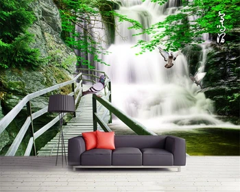 Beibehang Užsakymą tapetai medinis tiltas uolos kelių kalnų upelis, dekoracijos kambarį kambarys, TV 3d sienos tapetai, sienų