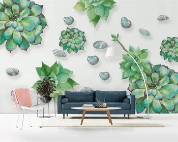 Beibehang Užsakymą tapetai šviežių ir gražių sultingi augalai akvarelė stiliaus, TV foną, freskomis dekoruoti 3d tapetai