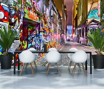 Custom 3D Tapetai, Freskos Kietas gatvės grafiti asmenybės įrankiai stereo Dažymas Tapetų Kavos restoranas dekoras