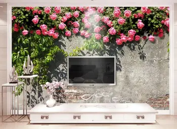 Custom 3D tapetai, freskos romantiška estetinės laipiojimo rožių 3D TV fono sienos popierius, dekoratyvinis dažymas