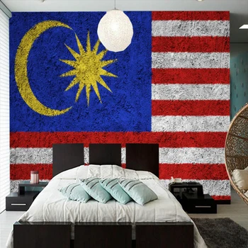 Custom 3d tapetai, Malaizijos vėliava freskos naudojami svetainė, miegamasis, sofa-lova, fonas, tapetai, dekoratyvinis