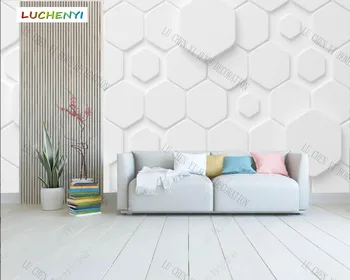 Custom 3d Šiuolaikinės baltas trikampis, daugiakampis geometrinis abstraktūs tapetai, freskos,svetainė, tv sienos miegamajame namų dekoro lipduko