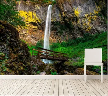 Custom didelis freskomis,JAV Krioklys Tiltai Uola Moss Gamta tapetai,restoranas, gyvenamasis kambarys su sofa-lova, tv sienos miegamajame papel DE parede