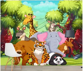 Custom foto tapetai, 3d ekrano užsklanda sienos 3 d trimatę animaciją miško freskomis gyvūnų pasaulio vaikų miegamojo puošimas