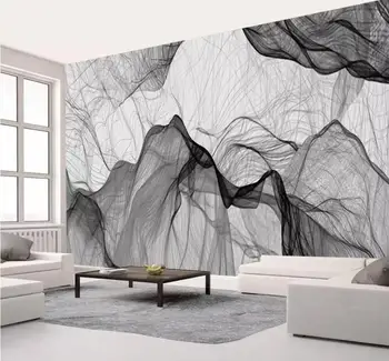 Custom Foto Tapetai Piešimo modelio, juodos ir baltos spalvos, dūmų fone, sienos dekoratyvinis dažymas Kambarį Tapetai