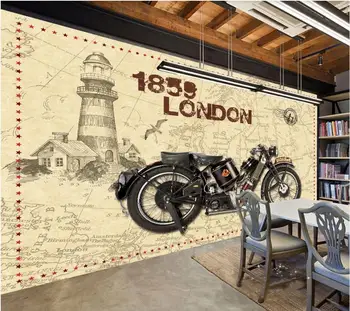 Custom foto tapetai, sienų ir 3 d freskomis tapetai Senovinių motociklų derliaus fone sienų tapyba