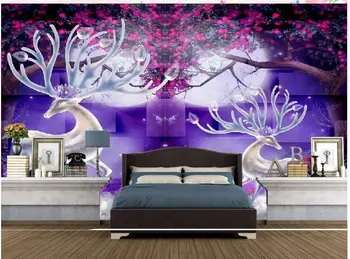 Custom freskos ant sienų, 3d foto tapetai skaidriai Svajinga sika elniai namų dekoro kambarį tapetų sienos, 3 d ritininis