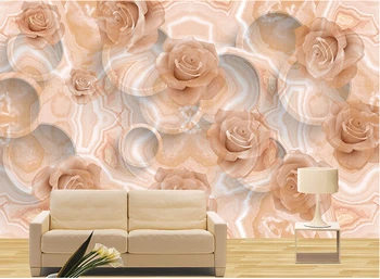 Custom gėlės tapetai, 3D, stabdžių marmuro rose freskomis už kambarį, miegamąjį, TV foną, sienos vandeniui papel de parede