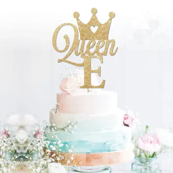 Custom Karalienė tortas topper Gimtadienio Aukso asmeninę blizgučiai princess gimtadienio bet kokį vardą pradinio Dekoracijos baby shower
