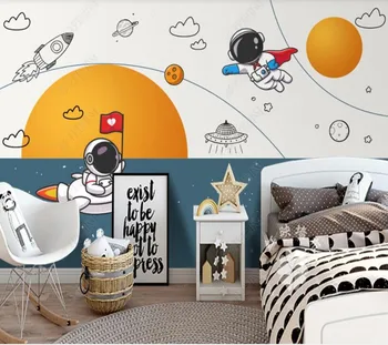Custom papel parede Šiuolaikinės šiaurės šalių ranka-dažytos animacinių filmų astronautas vaikų kambarys gyvenamasis kambarys miegamasis apdaila, tapetai