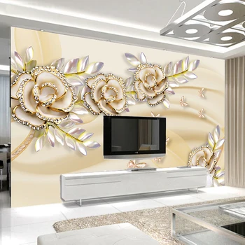 Custom Sienų Tapetai, 3D Mados Prabangių Europos Stiliaus Golden Rose Lapai Sienų Tapybos Viešbučio Kambarį Fone Namų Dekoro