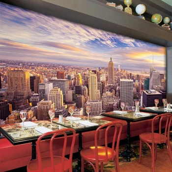Custom Šiuolaikines niujorko Miesto Pastatų Kraštovaizdžio 3D Freskos Nuotrauka Kambarį Kavinė Restoranas Kūrybos Dekoro Apmušalai atsparus Vandeniui
