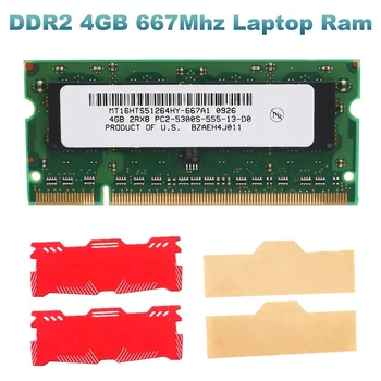 DDR2 4 GB Laptop Ram Atminties+Vėsinimo Liemenė 667Mhz PC2 5300 SODIMM 2RX8 200 Kaiščiai AMD Nešiojamas Atminties