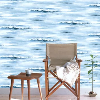 Dekoratyvinės Tapetų Namų Puošybai Blue Ocean Vast Jūros Vandens Purškalas Tapetų Dizaino Vaikų Berniukų Miegamasis Tėtis Peint