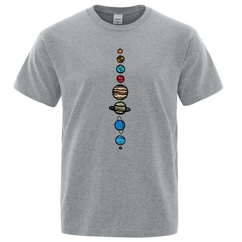 Devynios Planetos Vyrų T-Shirt Visatos, Saulės Sistemos Vyrai Viršūnes Prekės Trumpomis Rankovėmis, O-Neck T Shirt Planetų Spalva Vintage Marškinėliai