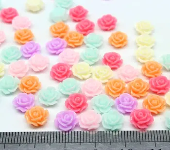 Didmeninė 400x Mini Dervos Rožių Gėlių Gėlių 3D Nagų Dailė Granulių Lipdukai, Papuošimai 8mm