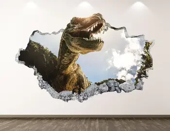 Dinozaurų Sienos Lipdukas - Laukinių Gyvūnų 3D Sutriuškino Sienos Menas, Lipdukas Vaikai Kambario Dekoro Vinilo Namų Plakatas Užsakymą Dovana KD63
