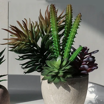 Dirbtinis Succulents Vazoninių Augalų Kostiumas Plaušienos Bonsai Puodai Su Padirbtų Gėlių Mini Augalų Vestuvių Sodo Namų Patalpų Dekoratyvinis