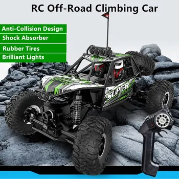 Full-Scale RC Off-Road Laipiojimo Automobilių 2.4 G, 1:16 4WD Anti-Susidūrimo Pakabos amortizatorius Su Šviesos Elektros Laipiojimo Automobilių Žaislas