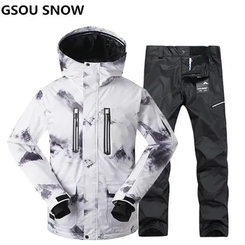 Gsou Sniego Aukštos kokybės žiemos Slidinėjimo kostiumas Vyrams slidinėjimo striukė, Kelnės Vandeniui snieglenčių Komplektai, lauko Slidinėjimo, Snieglenčių sporto kostiumas