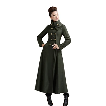 Iki 2023 M. Rudens Žiemos Naujas Moterų Vilnoniai Paltai Armijos Žalioji Elegantiškas Plonas Ponios Ilgai Virš Kelio Karinis Stilius Vilnos, Vilnoniai Paltai F234