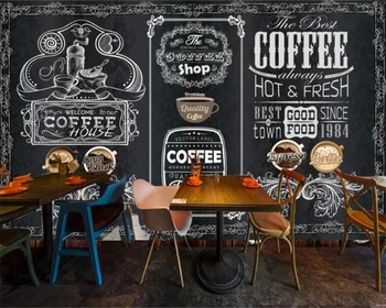 Individualizuotos fono paveikslėlį 3D tapetai nostalgišką retro ranka-dažytos lentos kavos parduotuvė fono sienos kambarį miegamojo tapetai