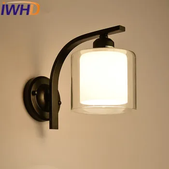 IWHD Amerikietiško Stiliaus Pramonės Sienų apšvietimo Įranga Loft Retro Stiklo Derliaus Sienos Lempos LED Miegamasis Geležies Arandela Namo Apšvietimas