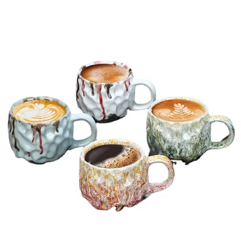 Japonų Keramikos Retro Kavos Puodelis su Rankena Meno Paprasta Kūrybos Prabanga Kavos Puodelis Rankų darbo Pora Taurės Draugas Suasmenintų Dovanų