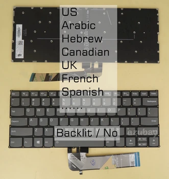 JAV, arabų, hebrajų Kanados Klaviatūra Lenovo Ideapad FLEX-14API FLEX-14IML FLEX-14IWL S530-13IML S530-13IWL S740-14IIL, Apšvietimu