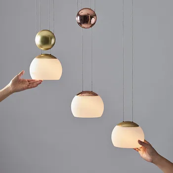 JOJO Pakabukas Lempa, Modernios LED stiklo pakabukas šviesos kambarį pamušalas kambaryje gali reguliuoti aukštį laisvai aukso spintelė šviesos