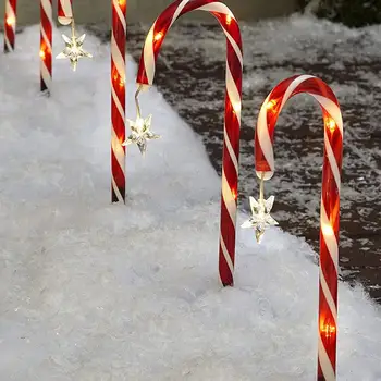 Kalėdų Dekoracijas Saulės Energijos LED Šviesos Kalėdos Saldainiai Cukranendrių Lauko Vandeniui Kelias Sodo Žemės Plug Saulės Lempa, 8 Režimai