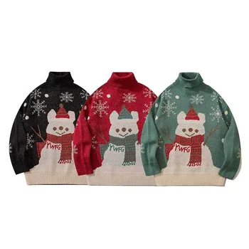 Kalėdų Drabužiai, vyriški Megztinis Didelio Dydžio Megztinis Golfo korėjos Laisvi Megztiniai Megztinis Unisex Stiliaus Siuvinėjimų Megztinis Naujas
