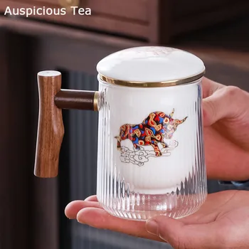 Keramikos arbatos puodelis su dangteliu office arbatos atskyrimo arbatos puodelio asmens Kinijos filtras vyrų ir moterų puodelis vandens, puodelis
