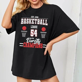 kuakuayu HJN vasaros Retro Moterų Marškinėliai Krepšinio Komanda Laiškas Spausdinti Viršuje 90s Estetinės Streetwear Grafinis Marškinėlius
