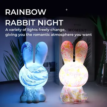 Kūrybingas Dovanų Triušio Šviesos Nuotolinio Valdymo pulto LED Nakties Šviesos Rabbit Keletas su Miego Touch USB Įkrovimo Aplinkos Šviesos Paglostyti Šviesos