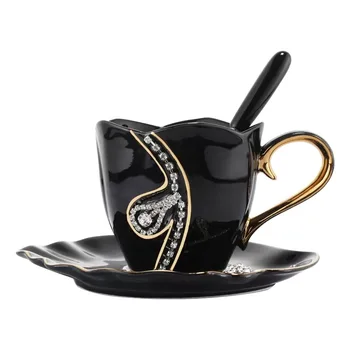 Kūrybinės Europos stiliaus diamond keraminės kavos puodelius ir lėkštutes nustatyti prabangus klasikinis porų popietės arbata pusryčiai pieno, arbatos puodeliai