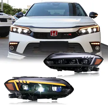 LED Žibintai Asamblėjos Honda Civic 11 GEN 2022 FE2 Sport Touring Priekiniai Žibintai Pradžios Animacija Projektorius Eilės