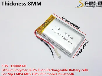 li-po L energijos, 3,7 V ličio polimerų baterija 803048 1200MAH GPS navigatorius žaidimo garso plokštė