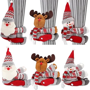 Linksmų Kalėdų Audinio Užuolaidos Laikiklį Santa Claus Sniego Briedžių Užuolaidų Saugojimo Apdailos 2022 Gimdymo Kalėdos Užuolaidų Dekoro Noel