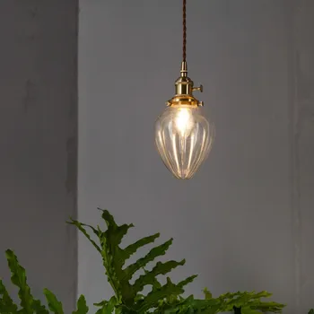 Loft Pramonės Derliaus Pakabukas Šviesos Vario Širdies Formos Stiklo Kabo Lempa LED Senoviniai Sieniniai šviestuvai Namų Deco Apšvietimas