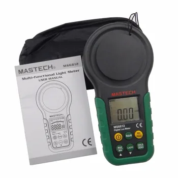 Mastech MS6612 Skaitmeninis Luxmeter Illuminometer Šviesos Matuoklis Koja Žvakė Auto Intervalas Piko 200000 Lux