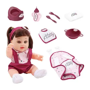 Mažas, Minkštas Kūno Baby Doll Naujagimis Baby Doll Minkšto Vinilo Svertinis Miniatiūrinės Silikono Kūdikių Lėlės, Su Maitinimo Buteliukas Stalo Scoop