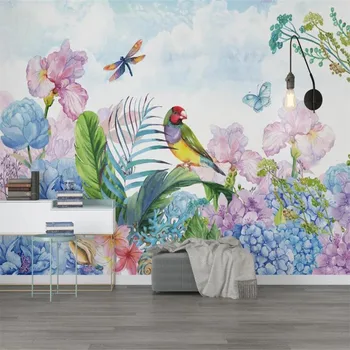 Milofi 3D tapetai modernus aukštos raiškos ranka-dažytos mažų šviežių gėlių drugelis TV foną, sienos popieriaus freskos dekoratyvinis