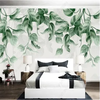 Milofi užsakymą 3D tapetai, freskos ranka-dažytos modernus minimalistinio Šiaurės tropinių augalų akvarelė fono sienos freskos